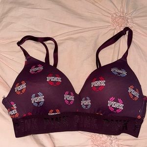PINK maroon and multi-color Wireless Bra
